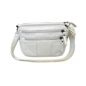 Volganik Rock White Faux Leather Crossbody/Shoulder Bag – Multi‑Pocket